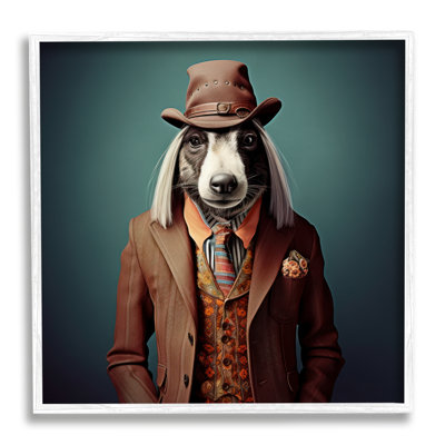 ba-922-Framed Vintage Fashion Dog Single Picture Frame Print on Canvas