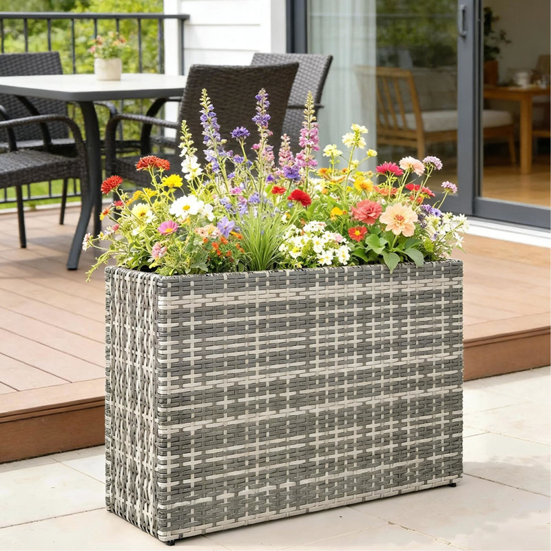 Lit de jardin surélevé de 22,8 po de hauteur pour balcon, gris et acier, pot à fleurs de patio réglable de 11,9 gallons, hauteur réglable, capacité de poids de 110 lb, noir