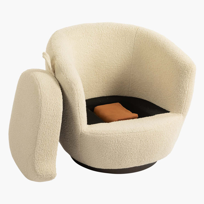 Fauteuil demi-tonneau pivotant de 30,3 po Dollinda, Beige