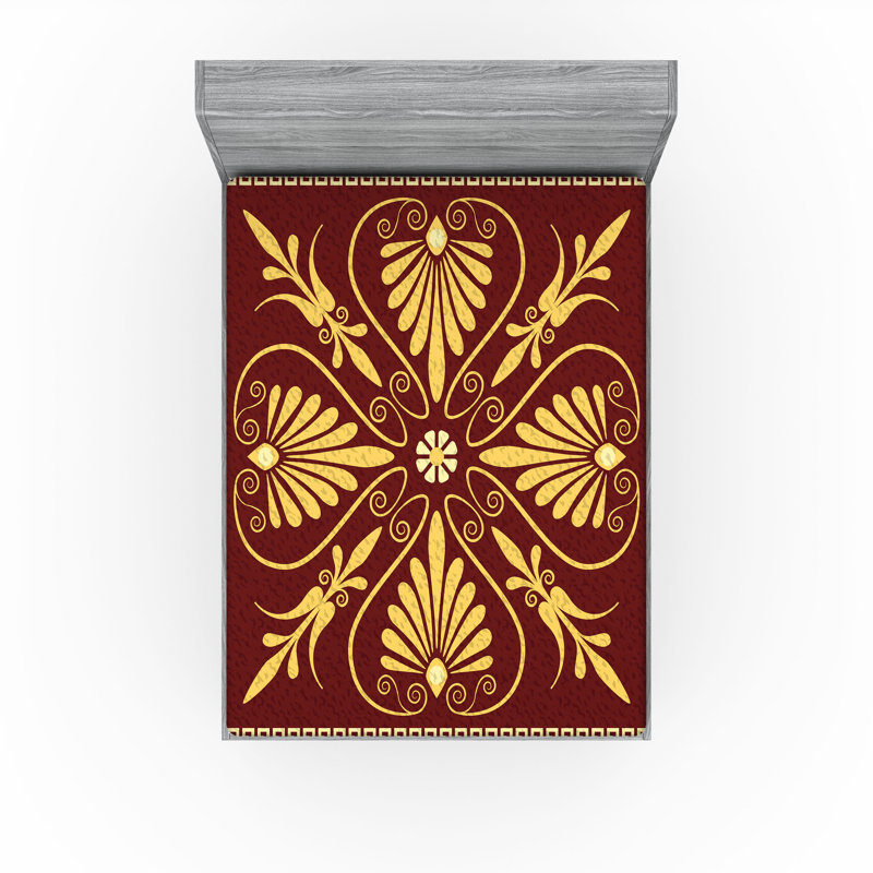 Drap-housse Ambesonne, paquet de 2, Drap-housse grand, Jaune / rubis oriental
