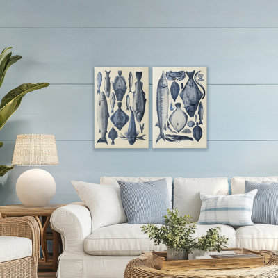Ensemble de 2 toiles de poissons variées, design par Alicia Longley