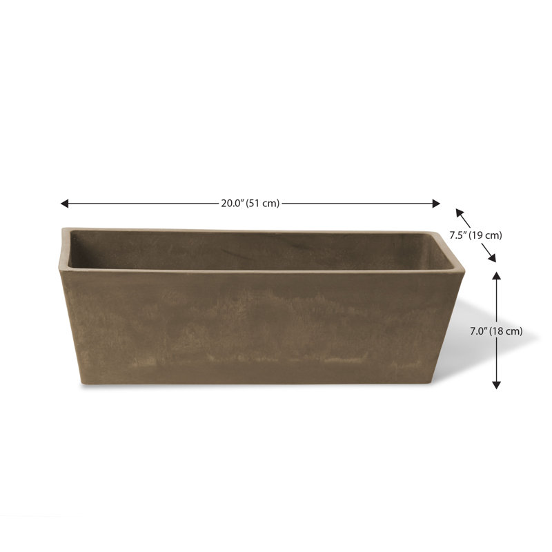 Cara Handmade Planter Box, Taupe, 7.5" H x  20" W x 6.5" D