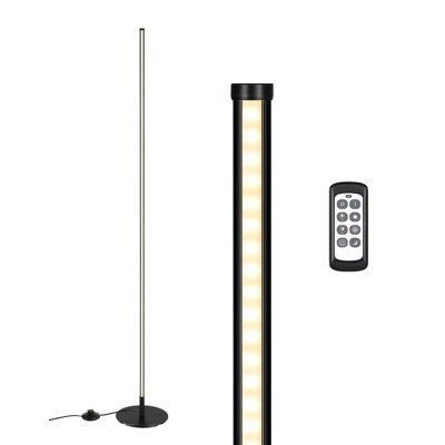 LED Corner Floor Lamp With Remote Control, Dimmable Standing Lamp For Living Room, Bedroom, Home Office, 7 Color Temperature Adjustable, Minimalist Design