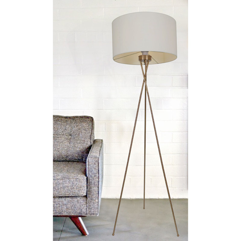 Meela 62.99'' Polished Brass Tripod Floor Lamp