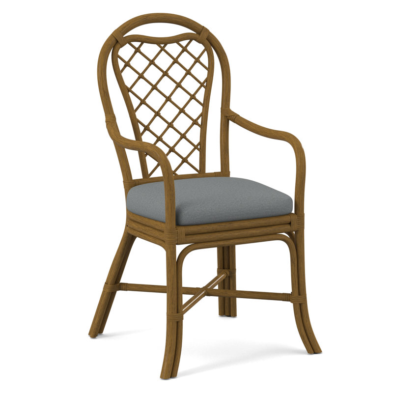 Trellis Dining Arm Chair, Greystone, Light Blue Performance Fabric; 0851-55