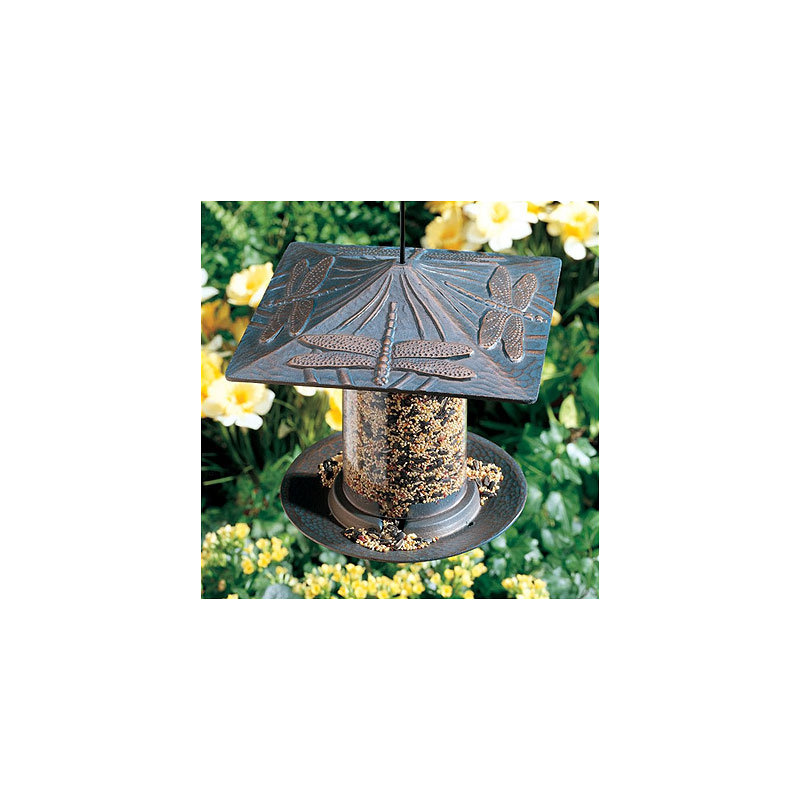 Dragonfly Tube Bird Feeder, French Bronze