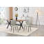 Ensemble de 4 chaises en polyuréthane matelassées à motif de losanges gris clair avec pieds en métal noir-513434785