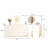 57.1"-104" Extendable Cream Makeup Vanity Set Retractable Vanity Desk with Round Metal-Base Mirror & Ample Storage & Acrylic Stool for Bedroom Feminine Elegance
