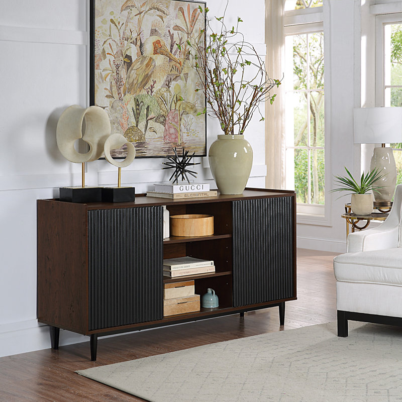 Duane 59" Fluted Sideboard In Black, Black