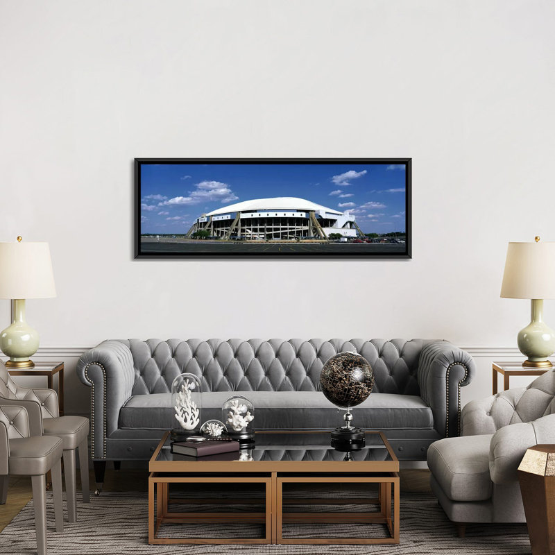 Panoramic Texas Stadium, reproduction de photo sur toile tendue, H 20 po x l 60 po x P 1,5 po, Toile avec cadre noir