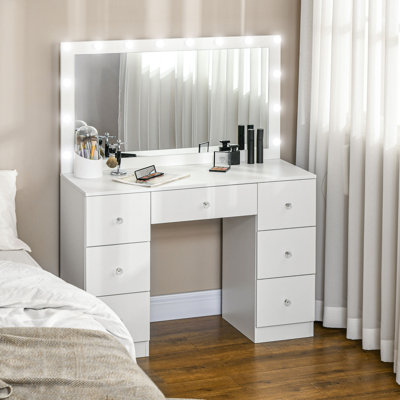 Meuble-lavabo avec miroir lumineux 7 tiroirs 10 lumières DEL blanches