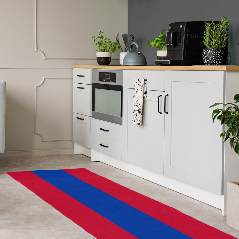 Tapis rouge à rayures de hockey national, Tapis de couloir 2 pi 6 po x 8 pi