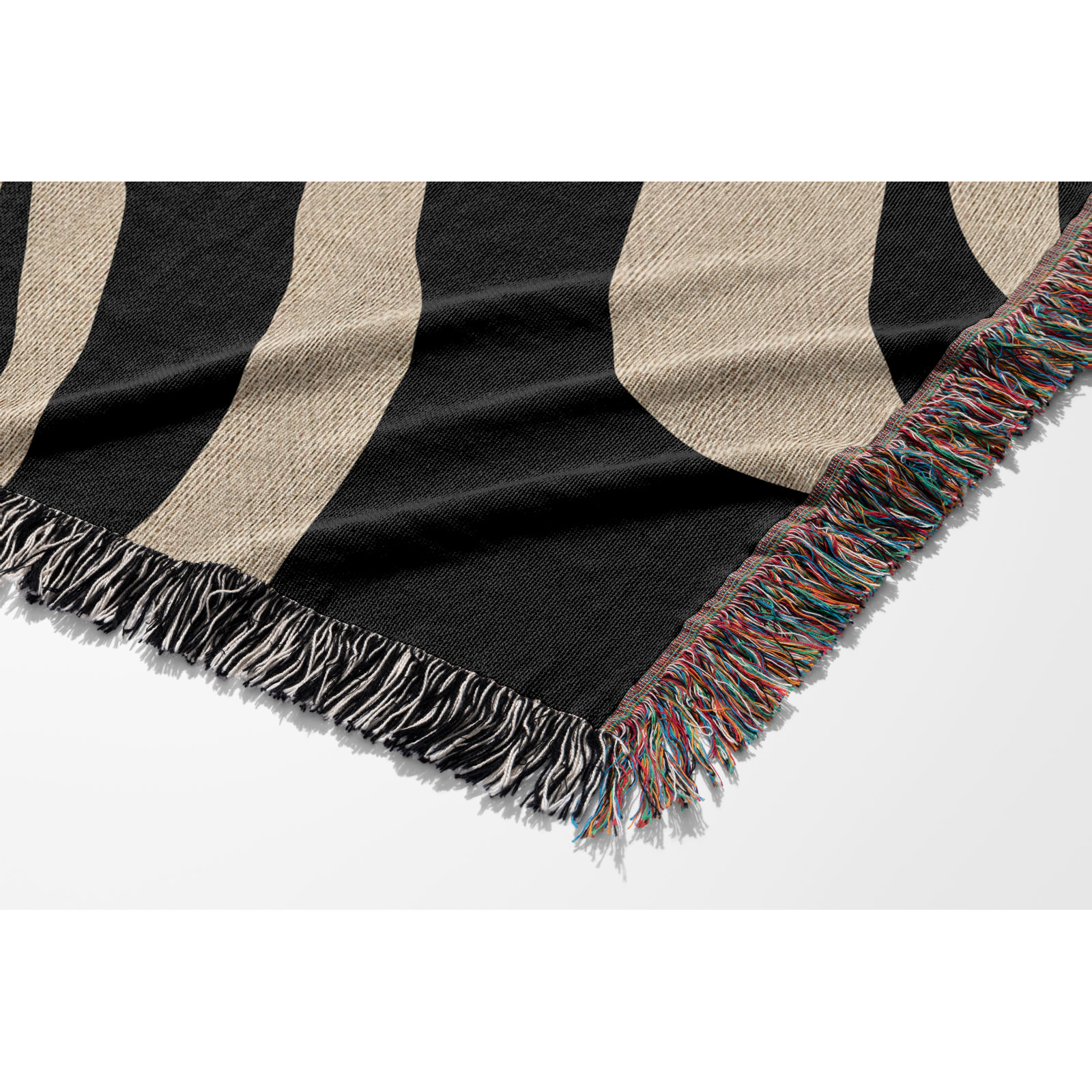 Kayle Cotton Throw Blanket, 52 x 37" – Throw, Black/Beige