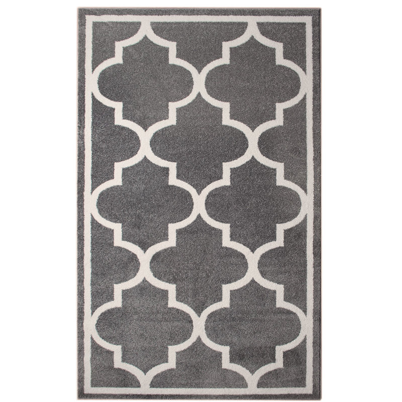 Tapis gris à motif géométrique Tangires, Rectangle 8 pi x 10 pi