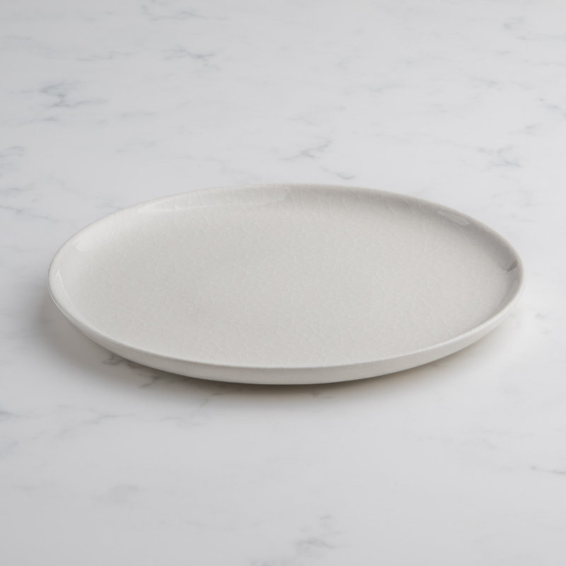 Assiette plate en porcelaine Premium Privilege Coupe en tissu craquelé | Blanc | Paquet de 12 | Va au micro-ondes et au lave-vaisselle