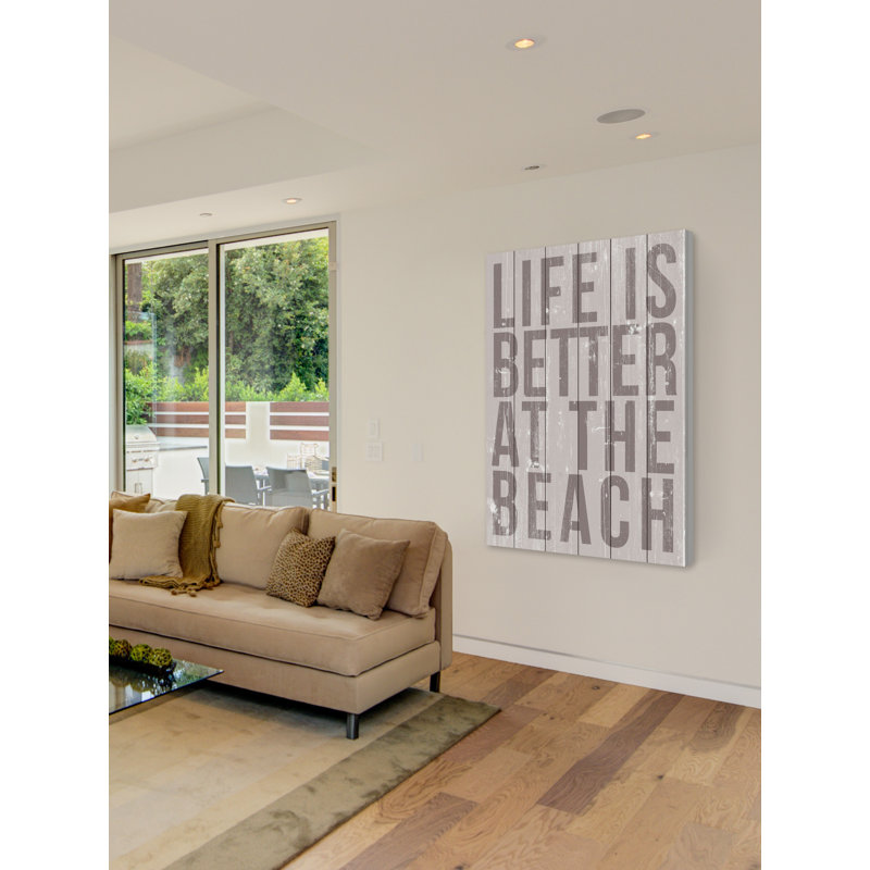 «Life Is Better at the Beach», art textuel sur bois, H 60 po x l 40 po