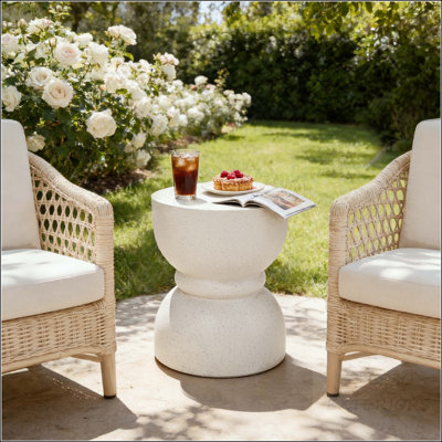 Waisted MGO Side Table with Natural Stone Texture