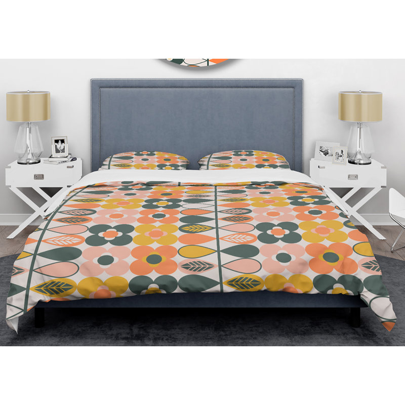 Retro Art Deco - Mid century bedding set - Modern Mid-century Bed cover set, Twin Duvet Cover + 1 Sham