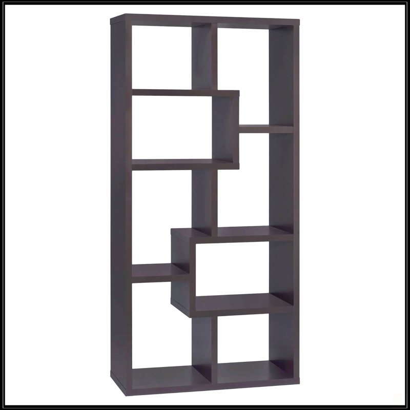 8-Shelf Geometric Bookcase, Cappuccino