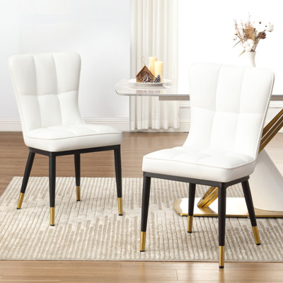 18.9'' H Faux Leather Upholstered Metal Side Chair