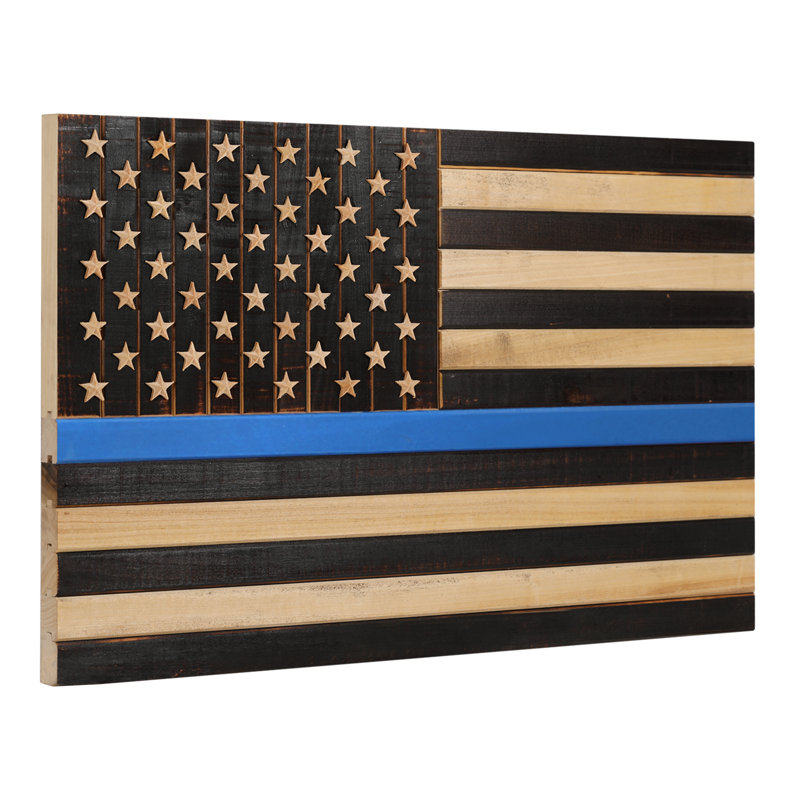 Décoration murale drapeau américain, H 38 po x l 72 po x P 0,8 po, Bleu