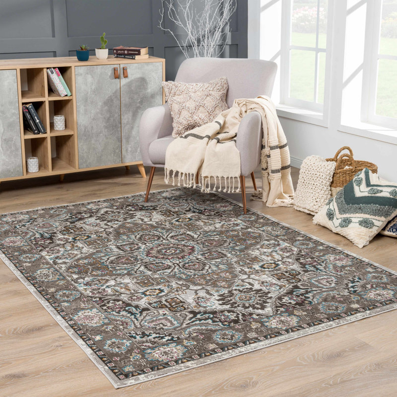 Tapis oriental oriental brun / beige, Rectangle 5 pi 3 po x 7 pi 3 po