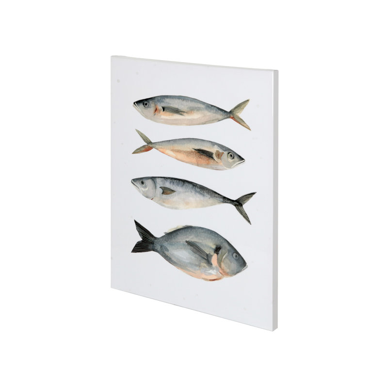 Four Fish I by Emma Scarvey a Hand Embelished Textured Canvas, 36" H x 27" W x 1.5" D