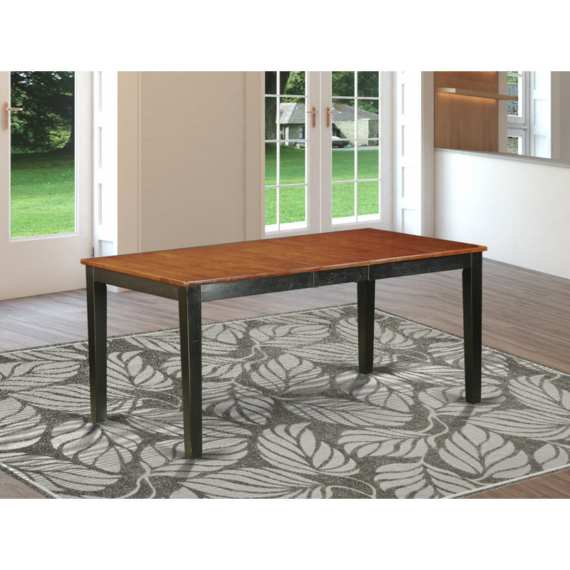 Table de salle à manger Nicoli - un plateau de table de cuisine rectangulaire avec feuille papillon, noir brossé