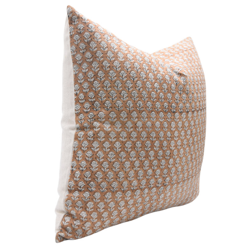 Coussin décoratif en lin à motif de blocs de lin à motif à la main Fab divine Tarangni - 14 x 36 po, H 14 po x l 36 po
