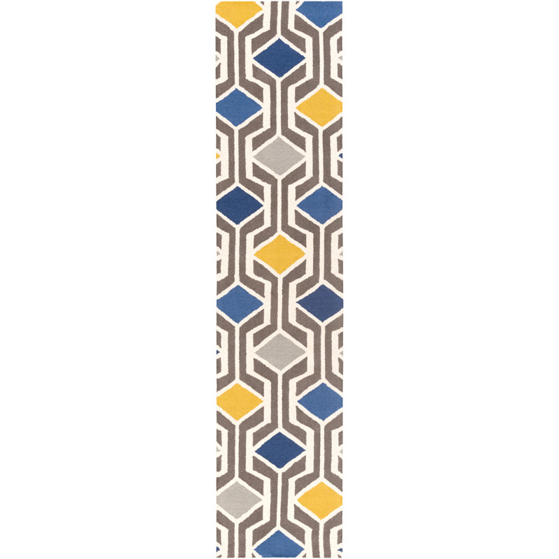 Younkin Hand Tufted Wool Geometric Indoor Rug, Runner 2'3" x 10'