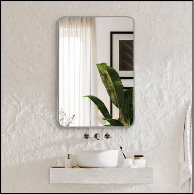 Metal Framed Rectangular Bathroom Mirror For Wall, Clear Reflection, Durable And Shatterproof, Easy To Install