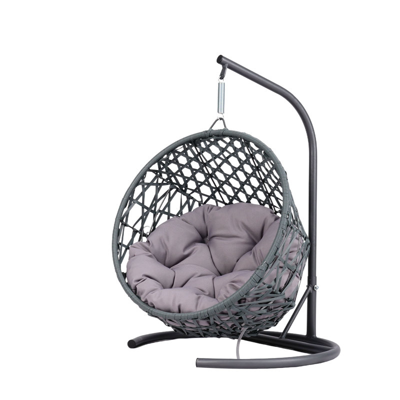 Lit-chat avec support et coussin, chaise-œuf avec aspect osier en rotin, lit-chat suspendu pour chats, petits chiens et petits animaux, gris