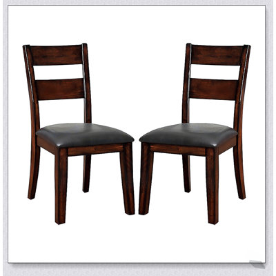 Ensemble de 2 chaises d'appoint rembourrées en similicuir cerisier foncé, combinant confort et élégance pour des sièges polyvalents.