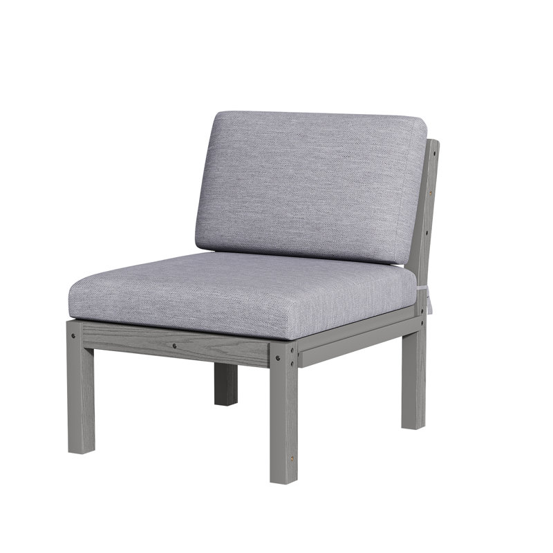  Outdoor Armless Lounge Chair With Cushions，Gray, Gray, Gray