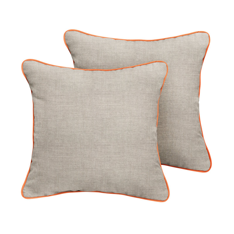 Hardin Sunbrella® Outdoor Reversible Throw Pillow, 18" x 18", Cast Silver Sunbrella Plainweave
