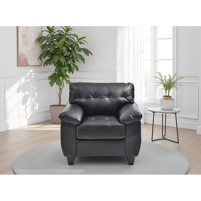 Chaise en similicuir Rimouski, Similicuir noir