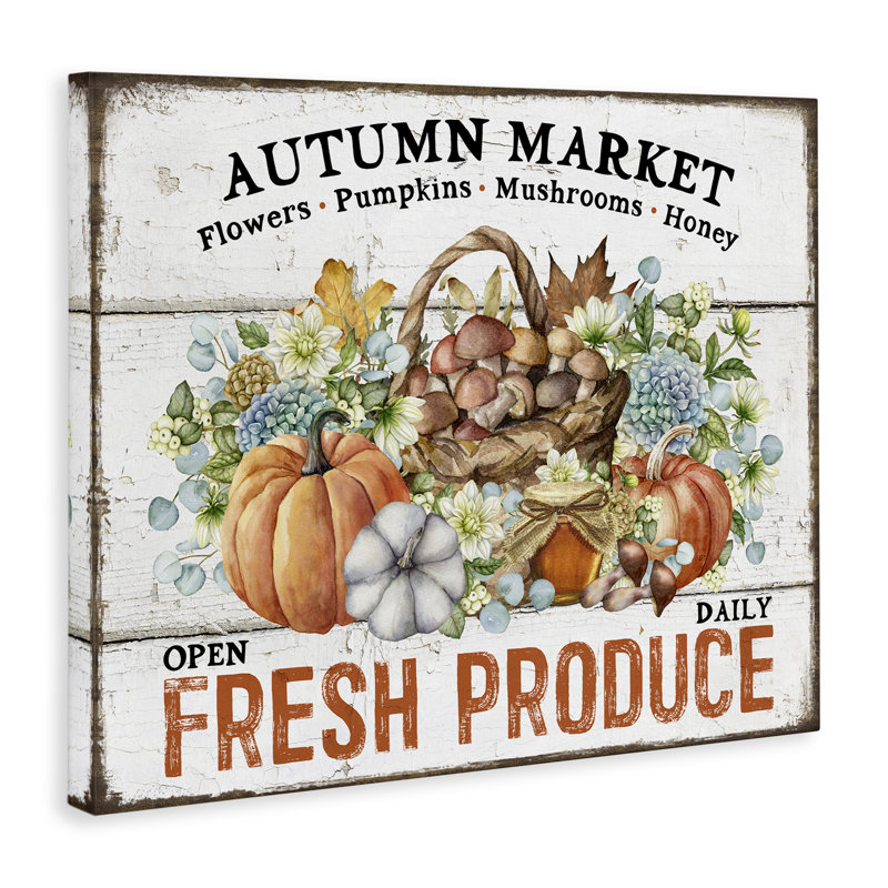 Art mural sur toile Fresh Fall Produce par Creatif Belle, H 16 po x l 20 po