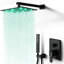 Ensemble de robinet de douche avec valve et système de douche à pluie à DEL 12 po noir