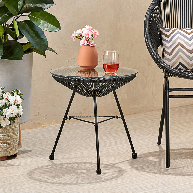 Table d'appoint avec pieds angulaires minces, Black