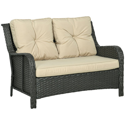 Southwold 50" Wide Outdoor Wicker Rectangle Loveseat with Cushions by Winston Porter