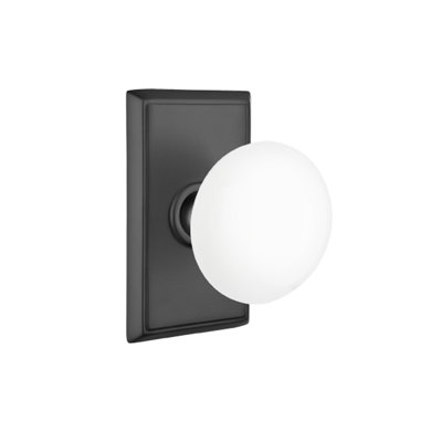 Privacy Ice White Knob with Rectangular Rose