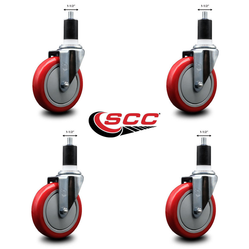 Ensemble de roulettes extensibles 1 1/2 po Poly Wheel, Rouge