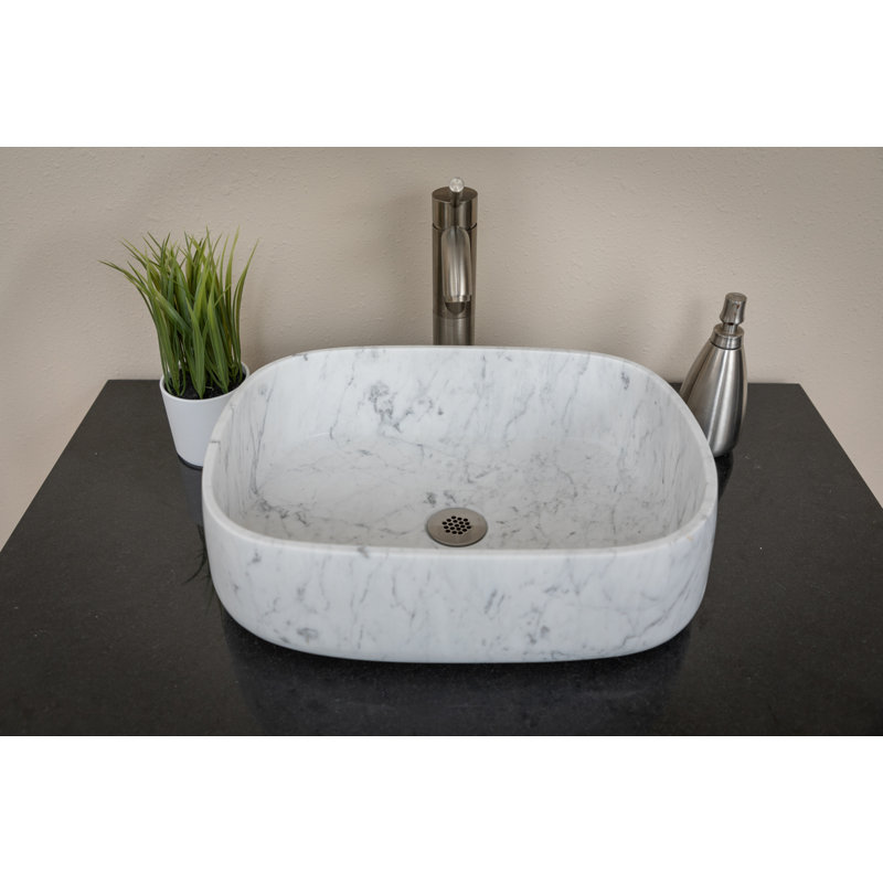 Eden Bath 14'' White Natural Stone Rectangular Bathroom Sink