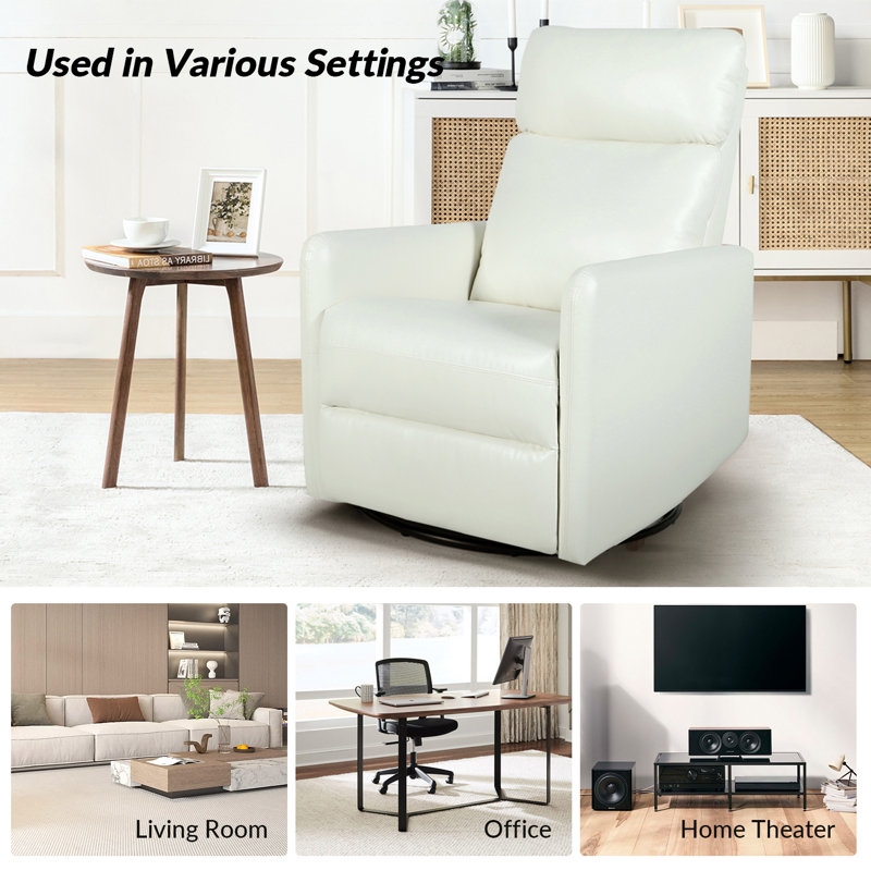Fauteuil inclinable manuel pivotant en similicuir Gemius, Similicuir ivoire