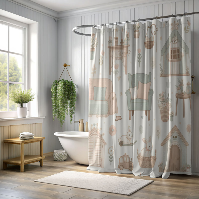 Cozy Cottagecore - Rideau de douche standard 1 pièce, H 74 po x l 71 po