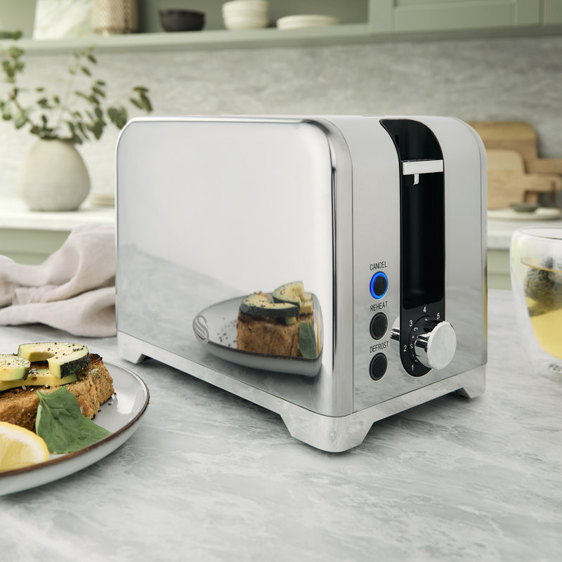 Swan Solace 1.7L Electric Tea Kettle & 2 Slice Toaster, Stainless Steel
