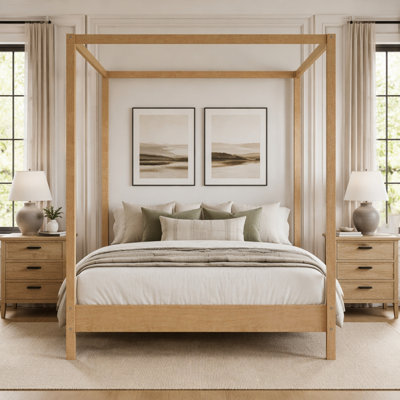 Four Poster Canopy Bed Platform Bed No Box Spring Needed