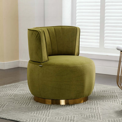 Fauteuil demi-tonneau pivotant 360 ° - Velours