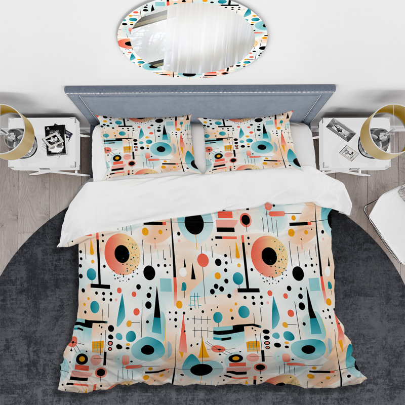 Ensemble de housse de couette multicolore éclectique à géométrie diversifiée II