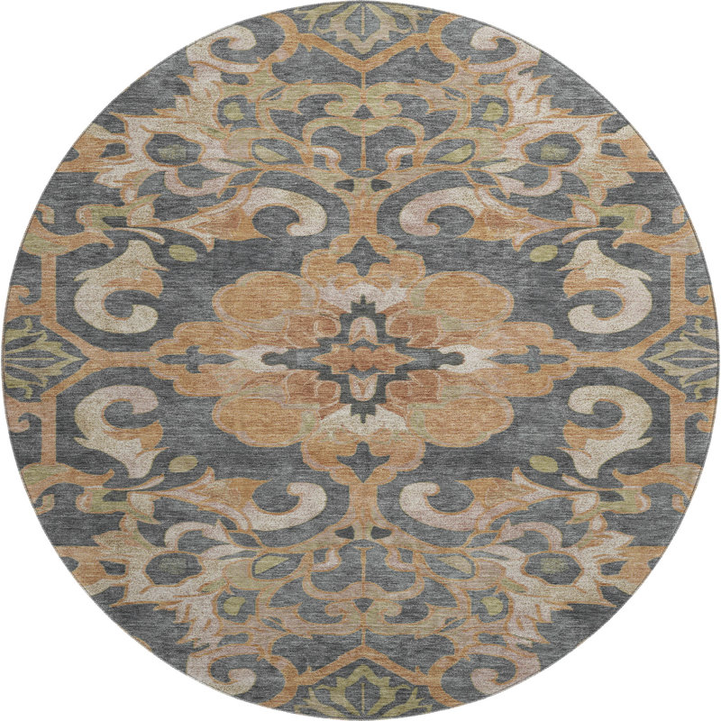 Premium Machine Washable Ralston AMF1947 Global Rug, Round 8'
